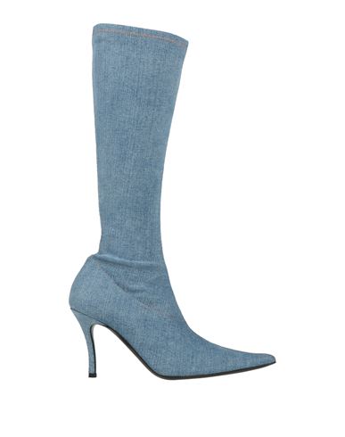 Diesel Woman Knee Boots Blue Size 8.5 Textile Fibers