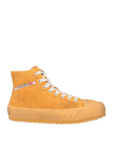 Diesel Man Sneakers Mustard Size 9 Bovine Leather In Yellow