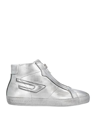 Diesel Man Sneakers Silver Size 12.5 Bovine Leather In Silver