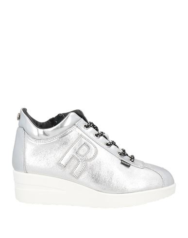 AGILE BY RUCOLINE AGILE BY RUCOLINE WOMAN SNEAKERS SILVER SIZE 7 SOFT LEATHER, TEXTILE FIBERS