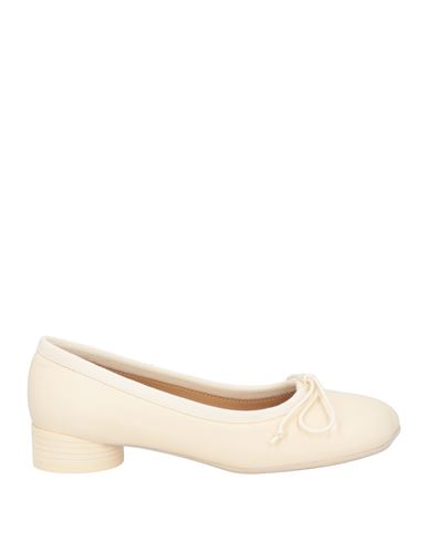 Mm6 Maison Margiela Woman Ballet Flats Cream Size 10 Soft Leather In White
