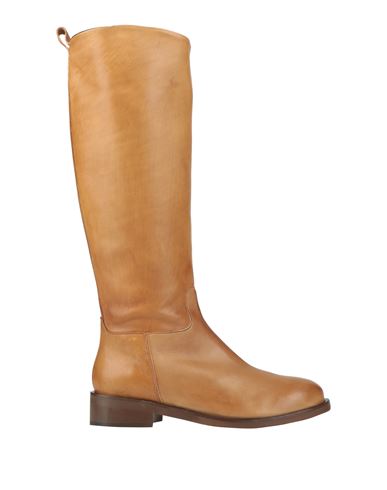Paola Ferri Woman Knee Boots Camel Size 11 Soft Leather In Beige