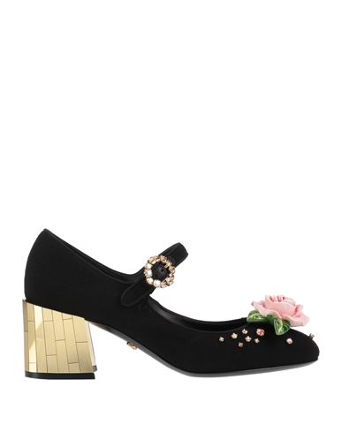 Dolce & Gabbana Appliquéd Woven Mary Jane Pumps In Black