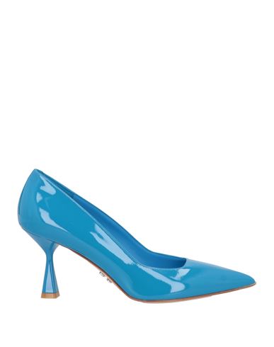 Shop Sergio Levantesi Woman Pumps Azure Size 8 Soft Leather In Blue