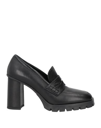 Lorenzo Mari Woman Loafers Black Size 11 Soft Leather