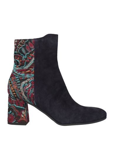 Villamori Woman Ankle Boots Navy Blue Size 11 Soft Leather, Textile Fibers
