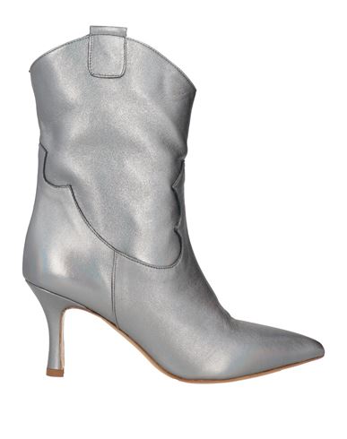 Ninni Woman Ankle Boots Grey Size 7 Soft Leather In Silver