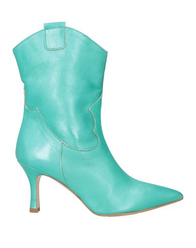 Ninni Woman Ankle Boots Turquoise Size 7 Soft Leather In Blue