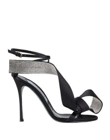 Sergio Rossi Woman Sandals Black Size 9.5 Textile Fibers