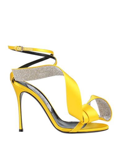 Sergio Rossi Woman Sandals Yellow Size 9 Textile Fibers
