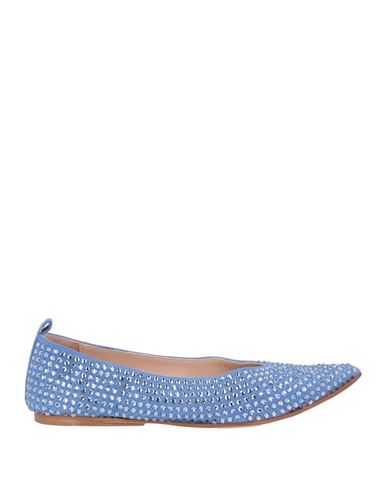Eddy Daniele Woman Ballet Flats Light Blue Size 10 Soft Leather, Swarovski Crystal