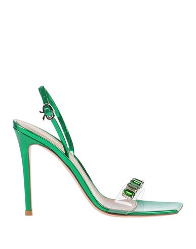 Gianvito Rossi Woman Sandals Green Size 8 Soft Leather, Plastic