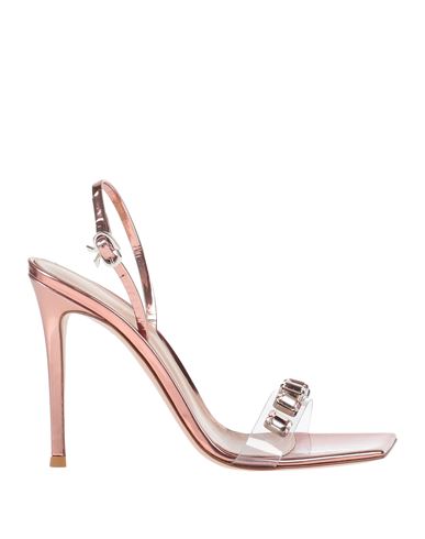 Gianvito Rossi Woman Sandals Rose Gold Size 7.5 Soft Leather, Plastic