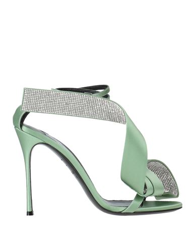 Shop Area X Sergio Rossi Woman Sandals Green Size 8 Leather, Textile Fibers