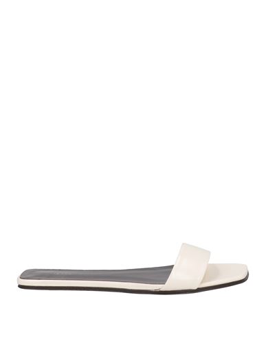 The Row Off-white Leather Beach Slides In White