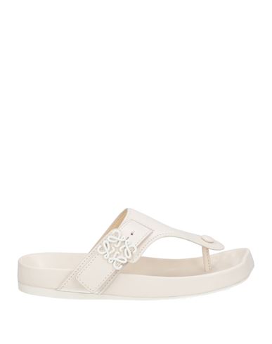 Loewe Woman Thong Sandal Ivory Size 7 Soft Leather In White