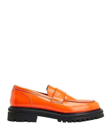 8 By Yoox Polished Leather Penny Loafer Man Loafers Orange Size 13 Calfskin