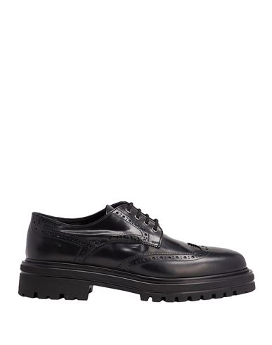 8 By Yoox Polished Leather Brogues Man Lace-up Shoes Black Size 13 Calfskin