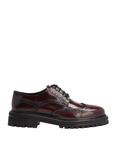 8 By Yoox Polished Leather Brogues Man Lace-up Shoes Burgundy Size 13 Calfskin In Red