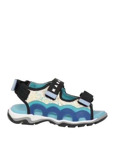 Marni Toddler Girl Sandals Turquoise Size 9.5c Textile Fibers, Soft Leather In Blue