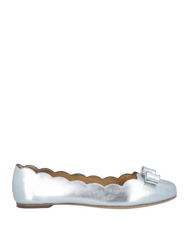 Ferragamo Woman Ballet Flats Silver Size 4.5 Calfskin