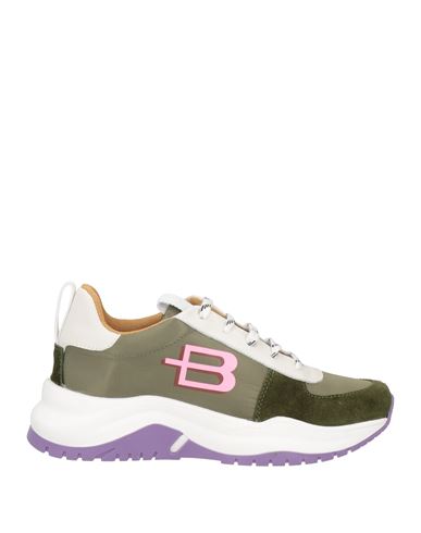 Baldinini Woman Sneakers Military Green Size 6 Soft Leather, Textile Fibers