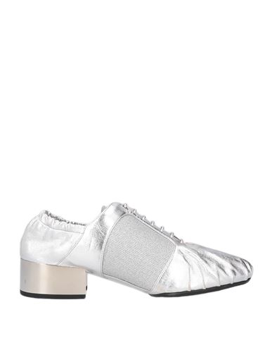 Ferragamo Woman Lace-up Shoes Silver Size 5 Lambskin