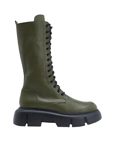 8 By Yoox Leather High Combat Ankle Boots Woman Knee Boots Military Green Size 6 Soft Leather