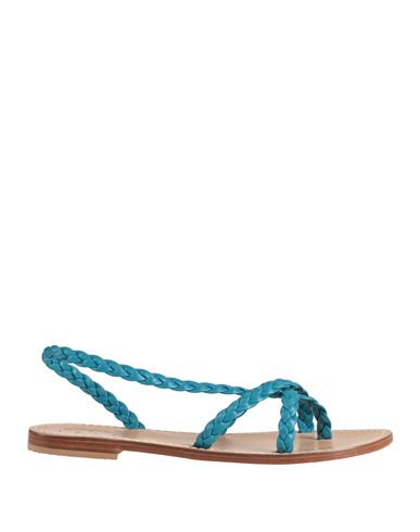 Om Ibiza Woman Toe Strap Sandals Pastel Blue Size 9 Soft Leather