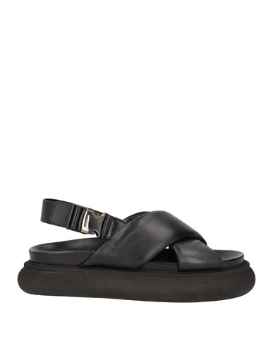 Moncler Woman Sandals Black Size 7 Soft Leather