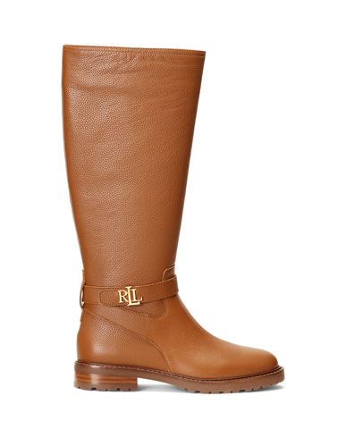 Lauren Ralph Lauren Woman Knee Boots Tan Size 8.5 Soft Leather In Brown