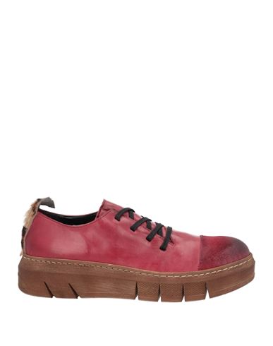 1725.a Woman Lace-up Shoes Garnet Size 8 Leather In Red