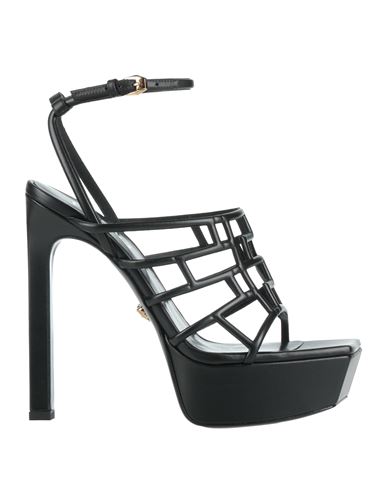 Versace Woman Sandals Black Size 8 Calfskin