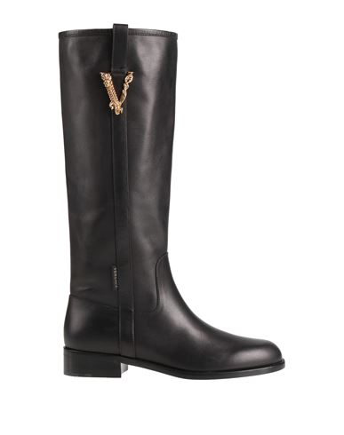 Versace Woman Boot Black Size 9.5 Calfskin