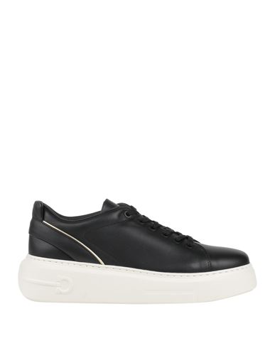 Ferragamo Woman Sneakers Black Size 4.5 Calfskin, Lambskin