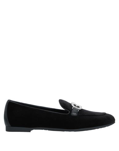 Ferragamo Woman Loafers Black Size 10.5 Textile Fibers, Calfskin
