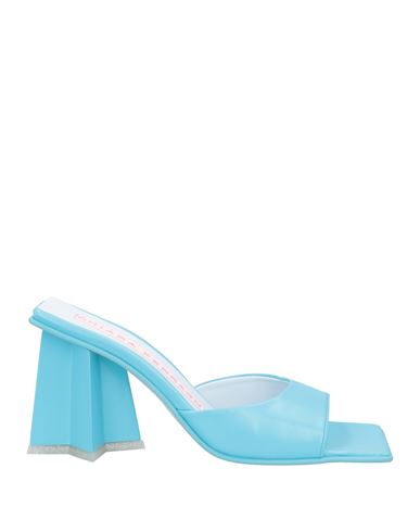 Shop Chiara Ferragni Woman Sandals Azure Size 6 Soft Leather In Blue