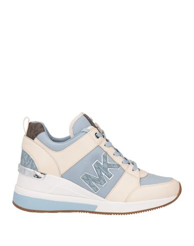Michael Michael Kors Woman Sneakers Azure Size 9.5 Soft Leather, Textile Fibers In Blue