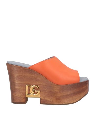 Dolce & Gabbana Woman Sandals Orange Size 7.5 Calfskin In Orange