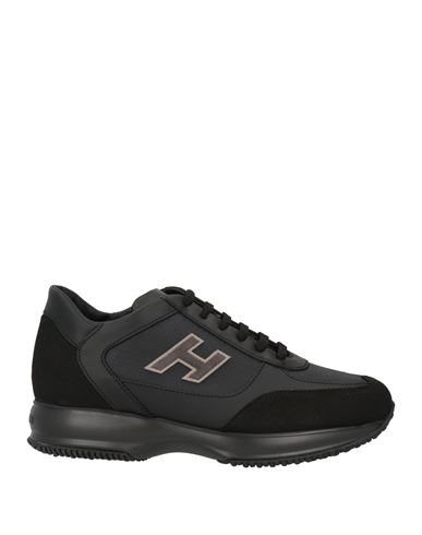 Hogan Man Sneakers Black Size 7.5 Soft Leather, Textile Fibers