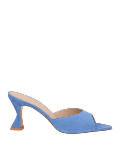 Shop Deimille Woman Sandals Azure Size 8 Soft Leather In Blue