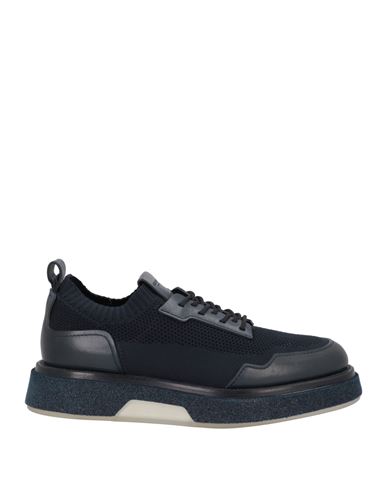 Giorgio Armani Man Sneakers Navy Blue Size 9 Polyester, Calfskin