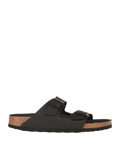 Birkenstock Black Leather Arizona Slippers In Gray