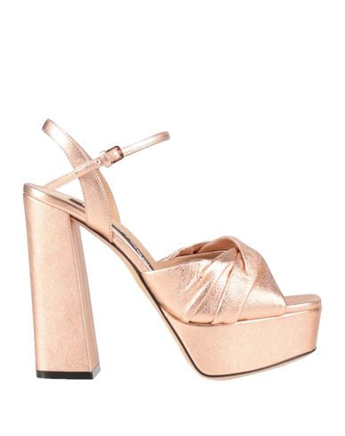 Sergio Rossi Woman Sandals Rose Gold Size 9 Soft Leather