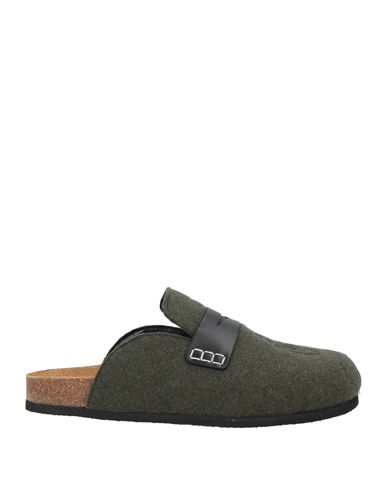 Jw Anderson Man Mules & Clogs Military Green Size 9 Textile Fibers, Soft Leather