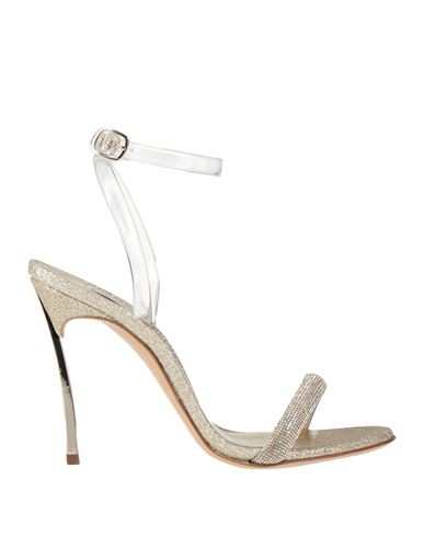Casadei Woman Sandals Platinum Size 6.5 Textile Fibers, Plastic In Grey