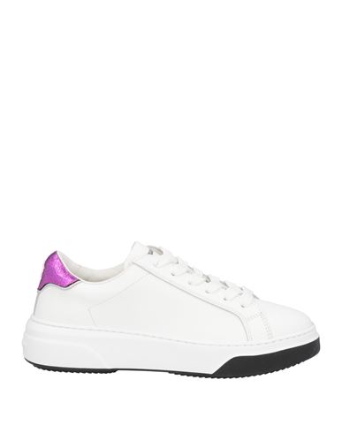 Dsquared2 Woman Sneakers White Size 8 Calfskin, Goat Skin