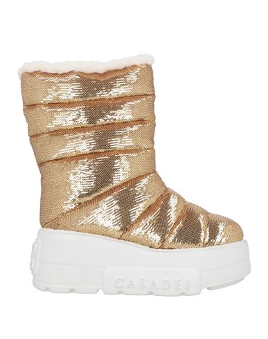 Casadei Woman Ankle Boots Gold Size 8 Textile Fibers