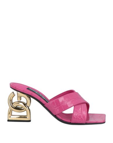 Dolce & Gabbana Woman Sandals Fuchsia Size 6.5 Calfskin In Pink