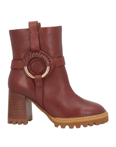 See By Chloé Woman Ankle Boots Brick Red Size 8 Calfskin